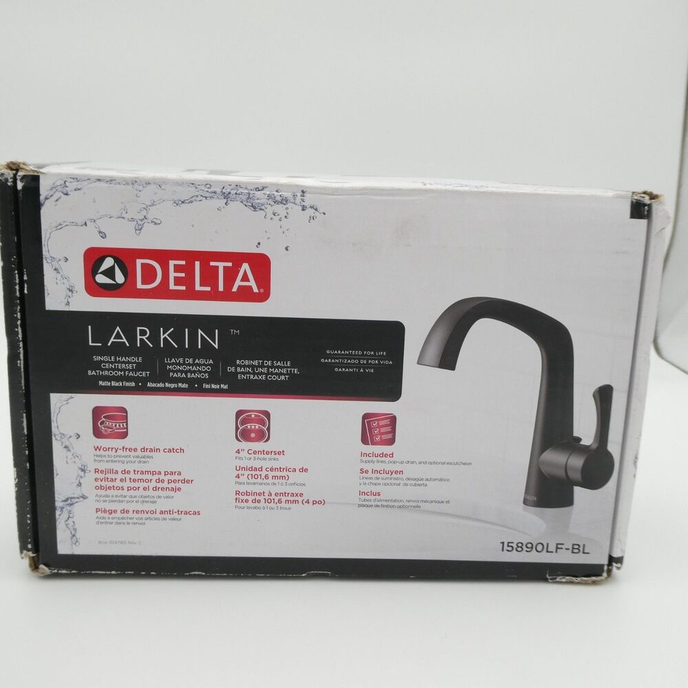 Delta Larkin 15890LF-BL Bathroom Faucet Single Handle Matte Black New Open Box